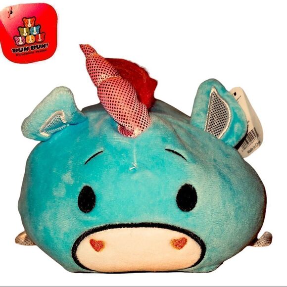 BUN BUN Stackable Unicorn Plush Stuffed Animal Blue Pink - Picture 1 of 7